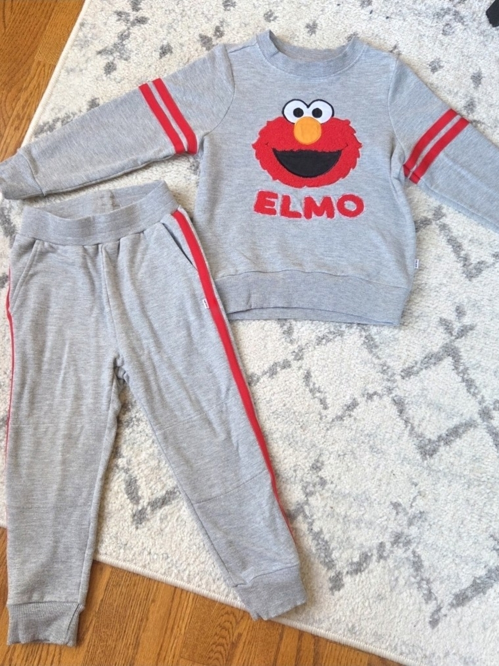 Little Sleepies Sesame Street Elmo sweatshirt and jogger set in gray with red